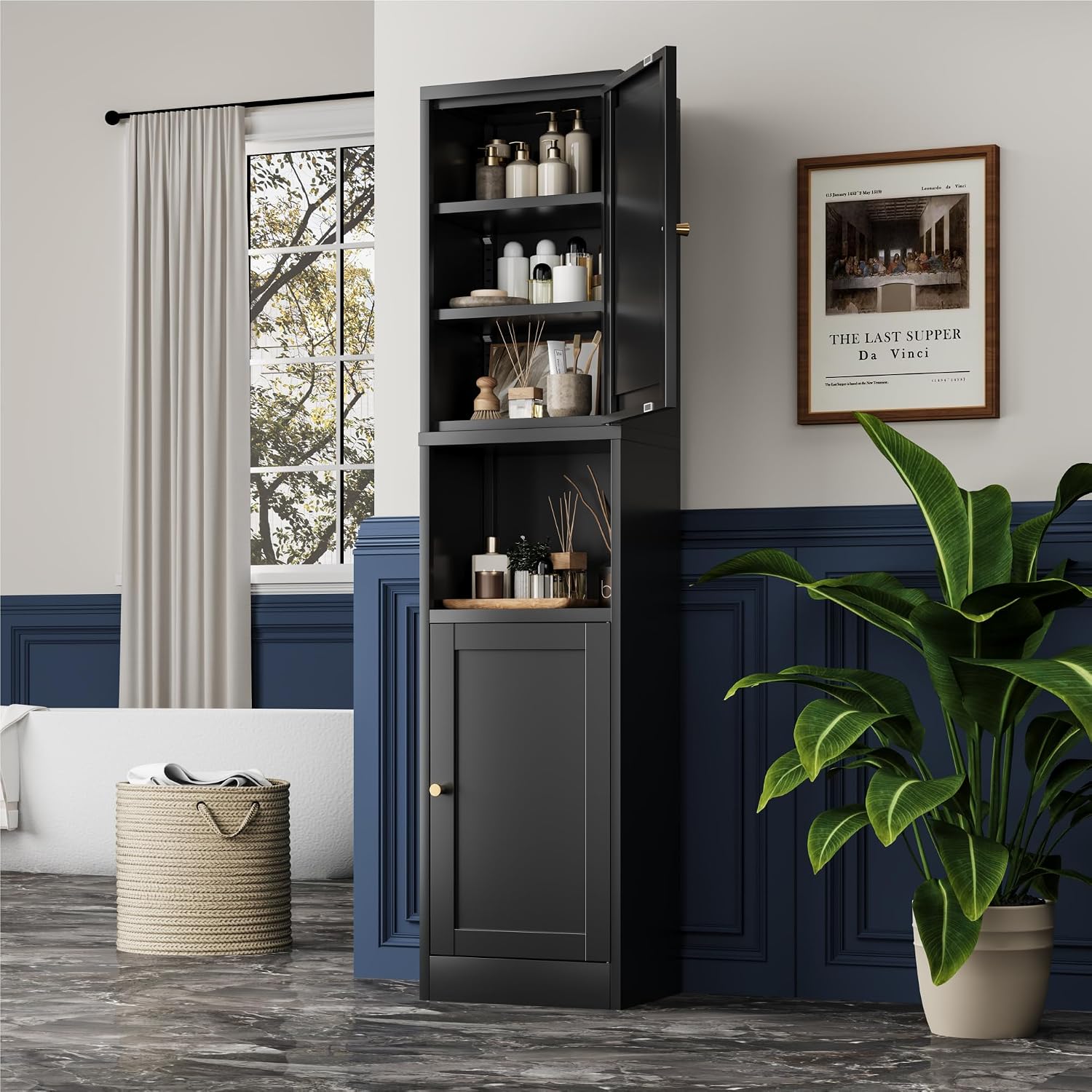Black 2-Door Metal Slim Cabinet