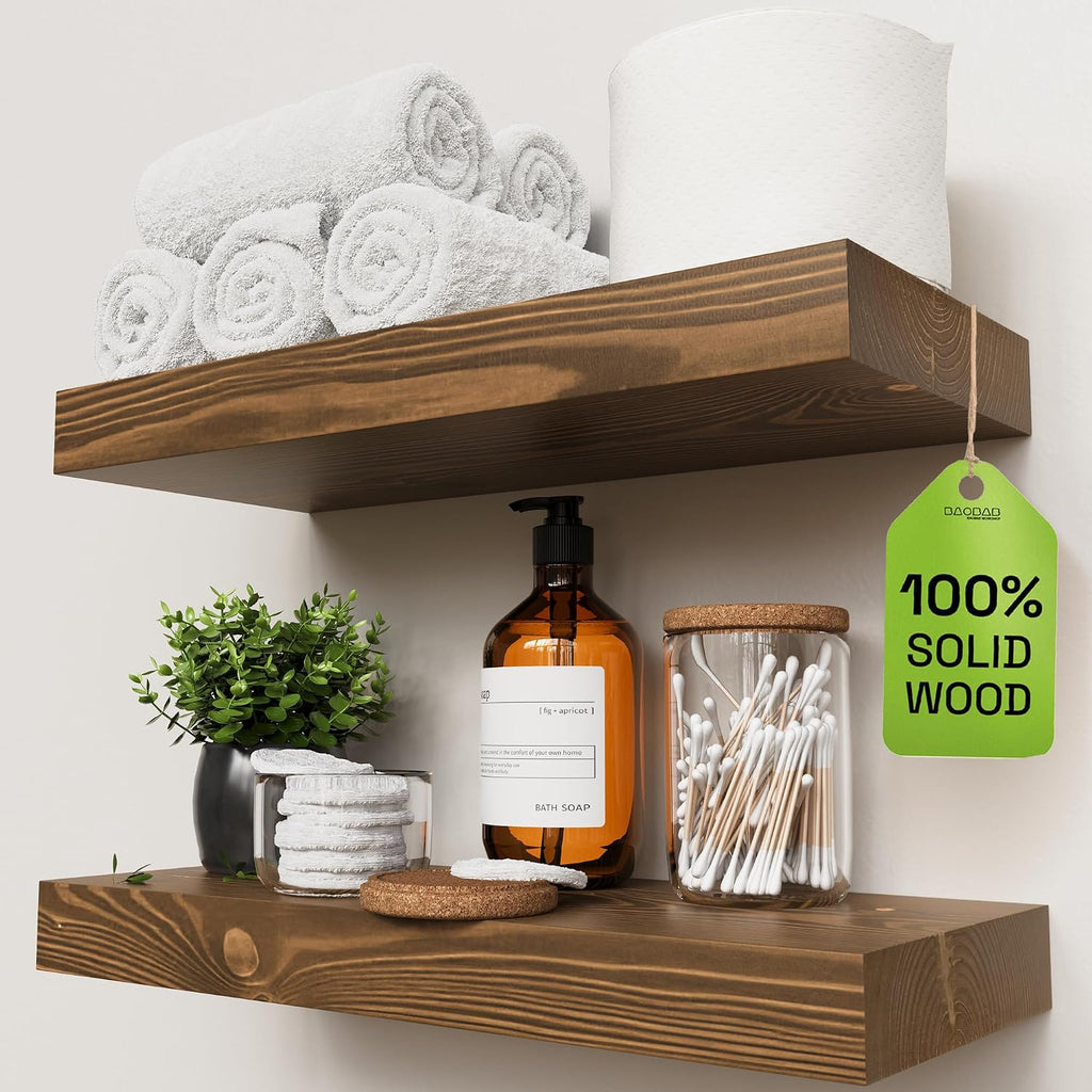 2-Pack 16in Walnut Floating Shelves