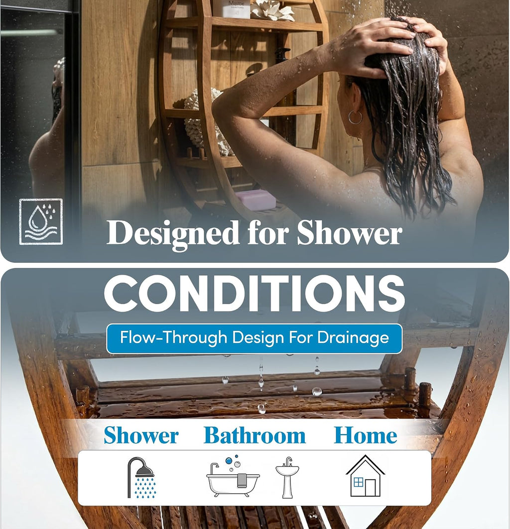 Oval Teak Hanging Shower Caddy
