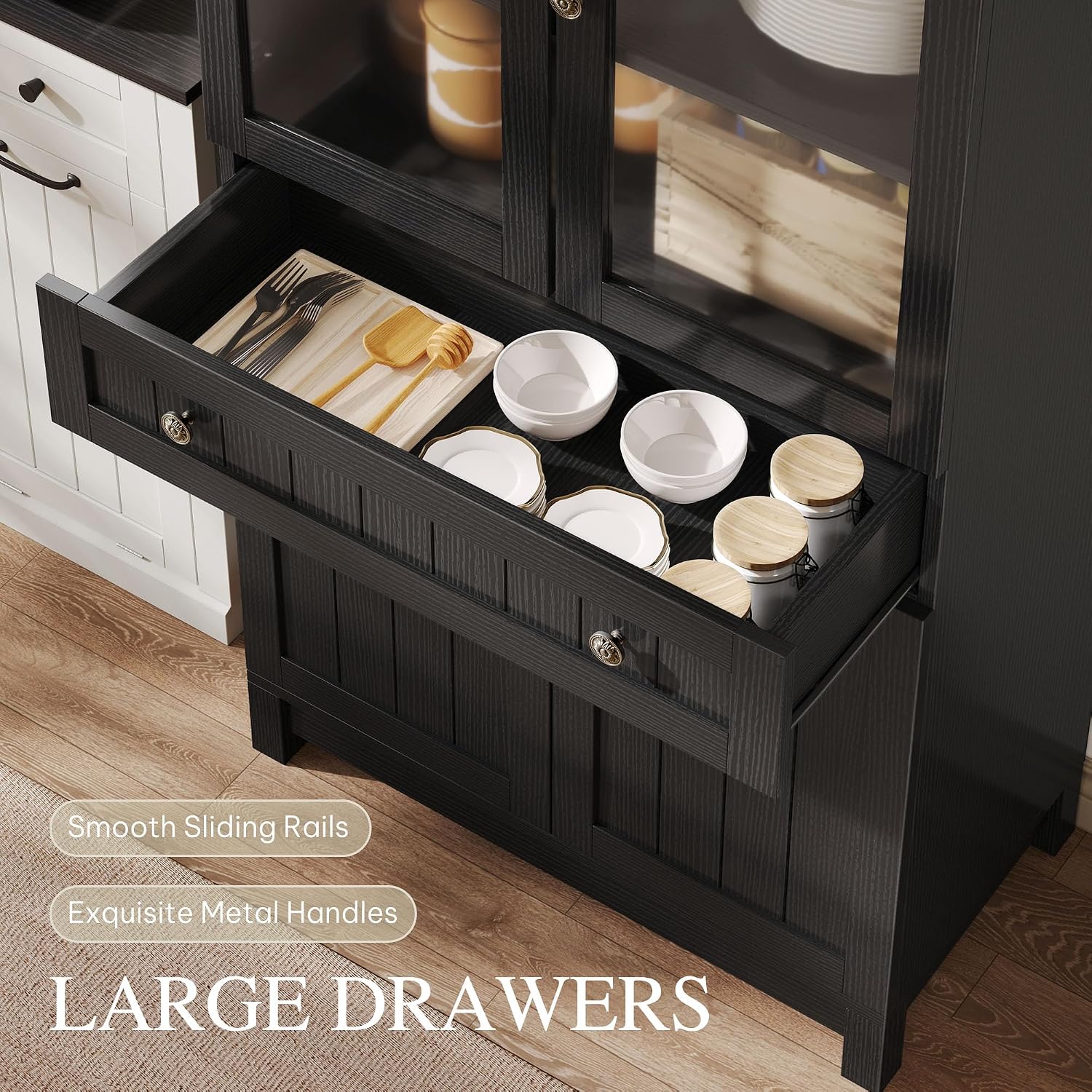 Black Oak Farmhouse Tall Pantry Cabinet