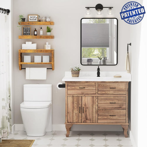 3-Pack 16in Rustic Floating Shelves
