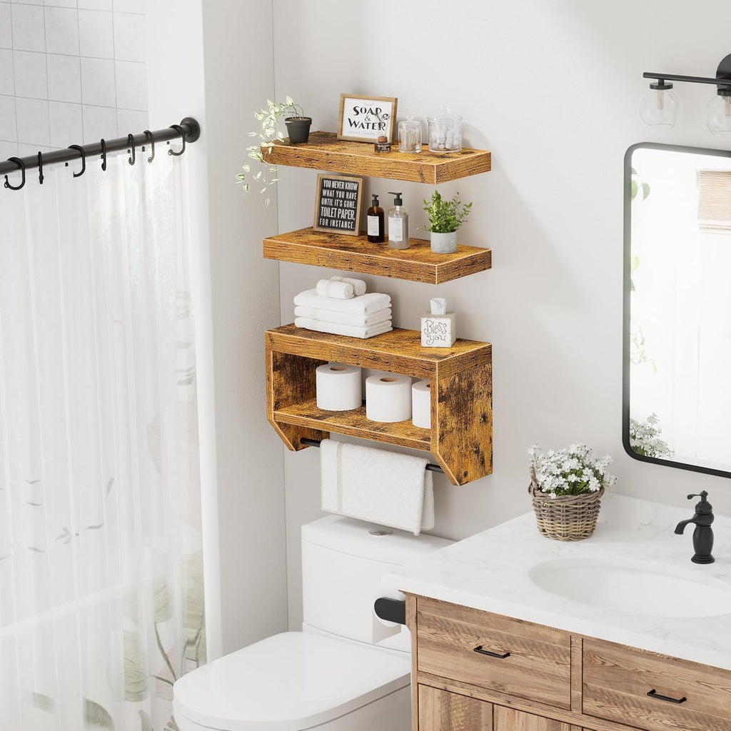 3-Pack 16in Rustic Floating Shelves