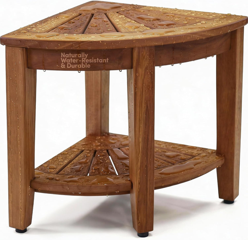 Corner Teak Shower Bench