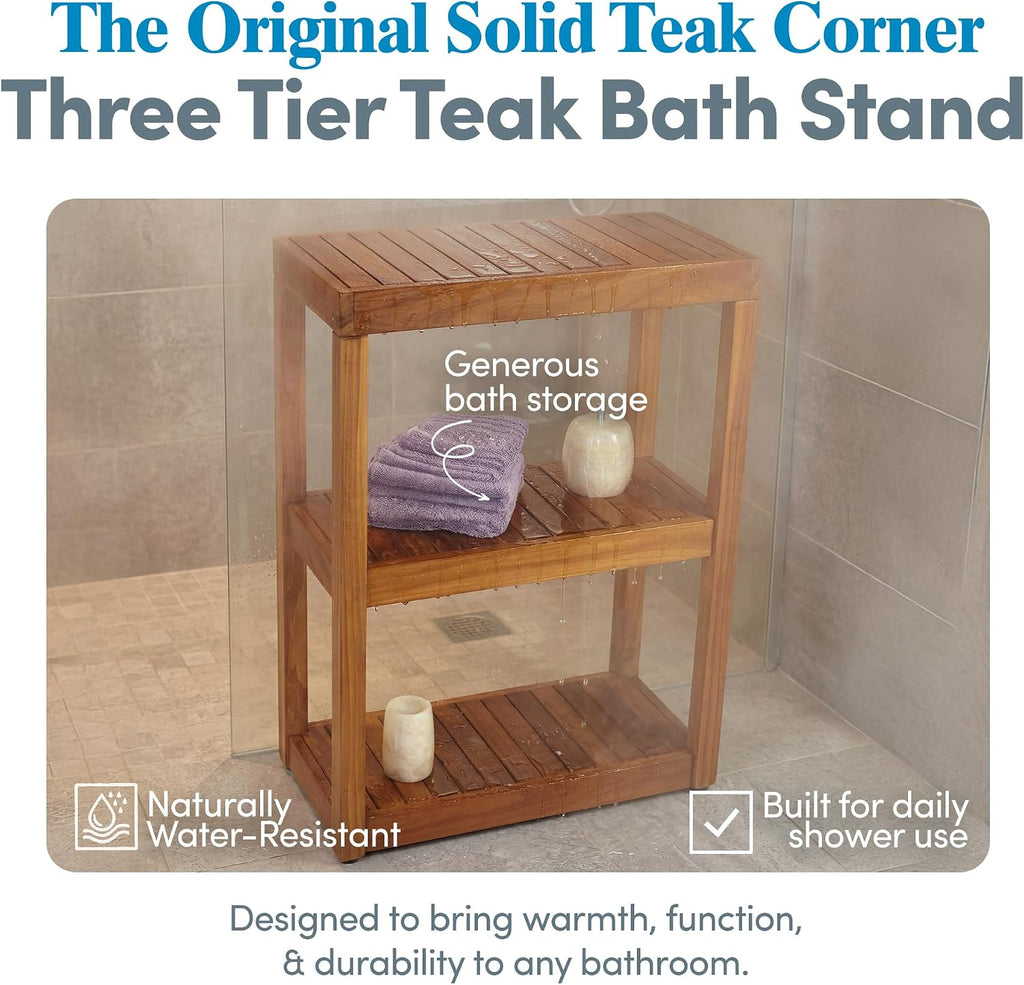 3-Tier Rectangle Teak Shower Stand