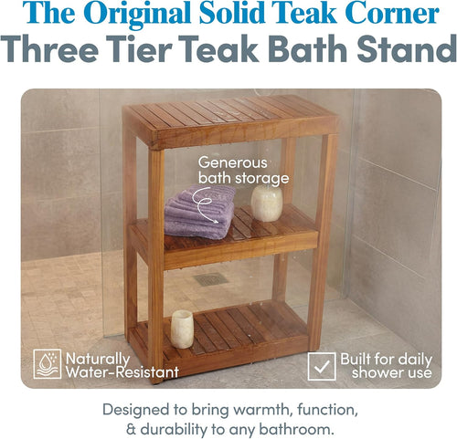 3-Tier Rectangle Teak Shower Stand