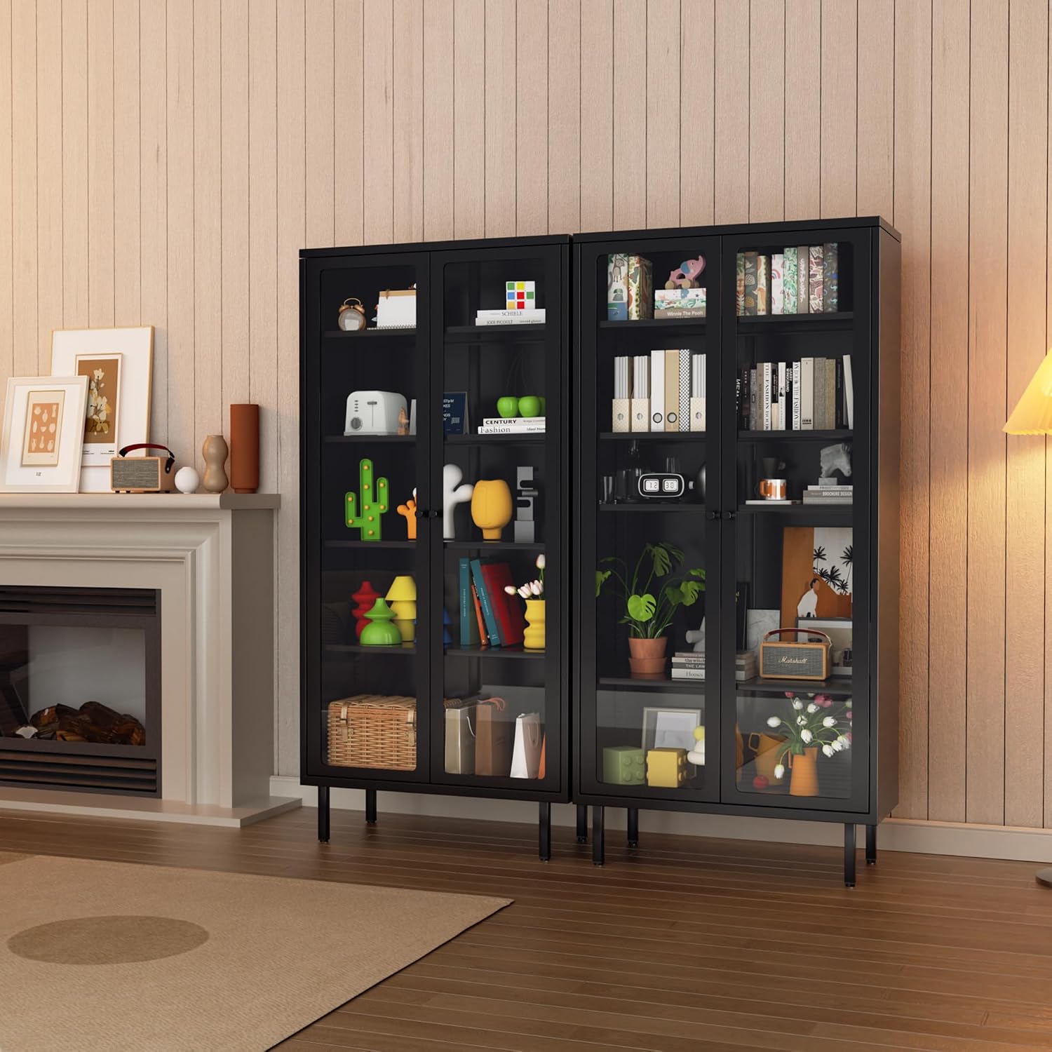 Black Metal Glass Display Cabinet