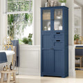 Blue Glass Tall Linen Storage Cabinet