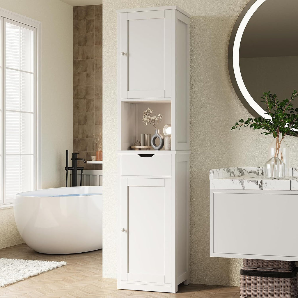 White Slim Corner Storage Cabinet