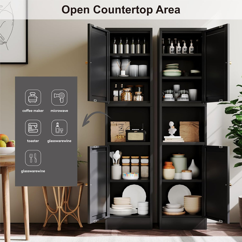 Black 2-Door Metal Slim Cabinet