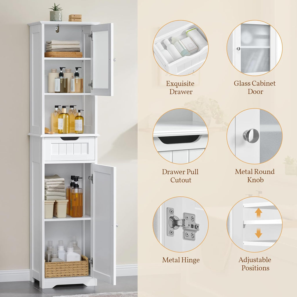 67in White Narrow Storage Cabinet