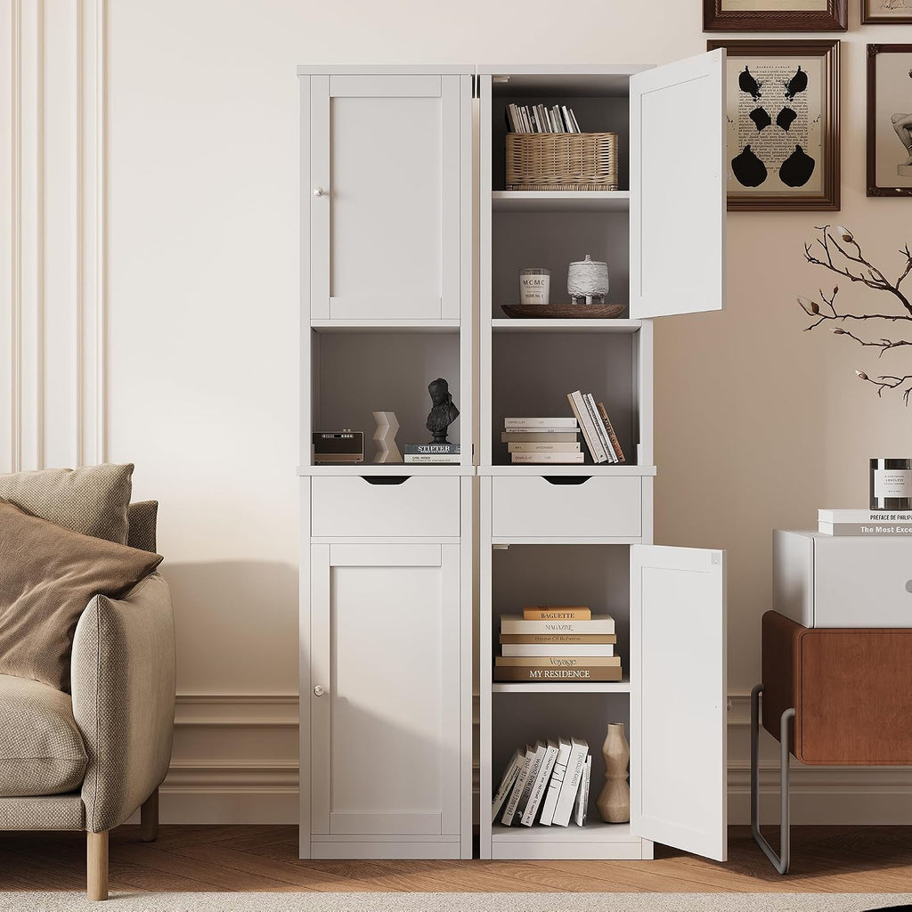 White Slim Corner Storage Cabinet