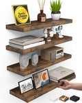 4-Pack Rustic Wood Floating Shelves