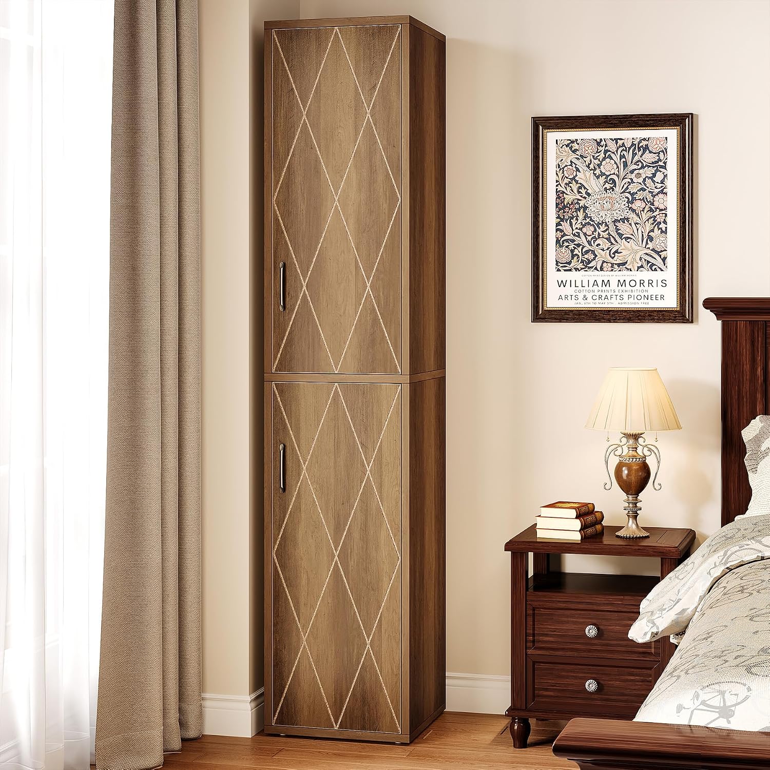 75in Brown Narrow Pantry Cabinet