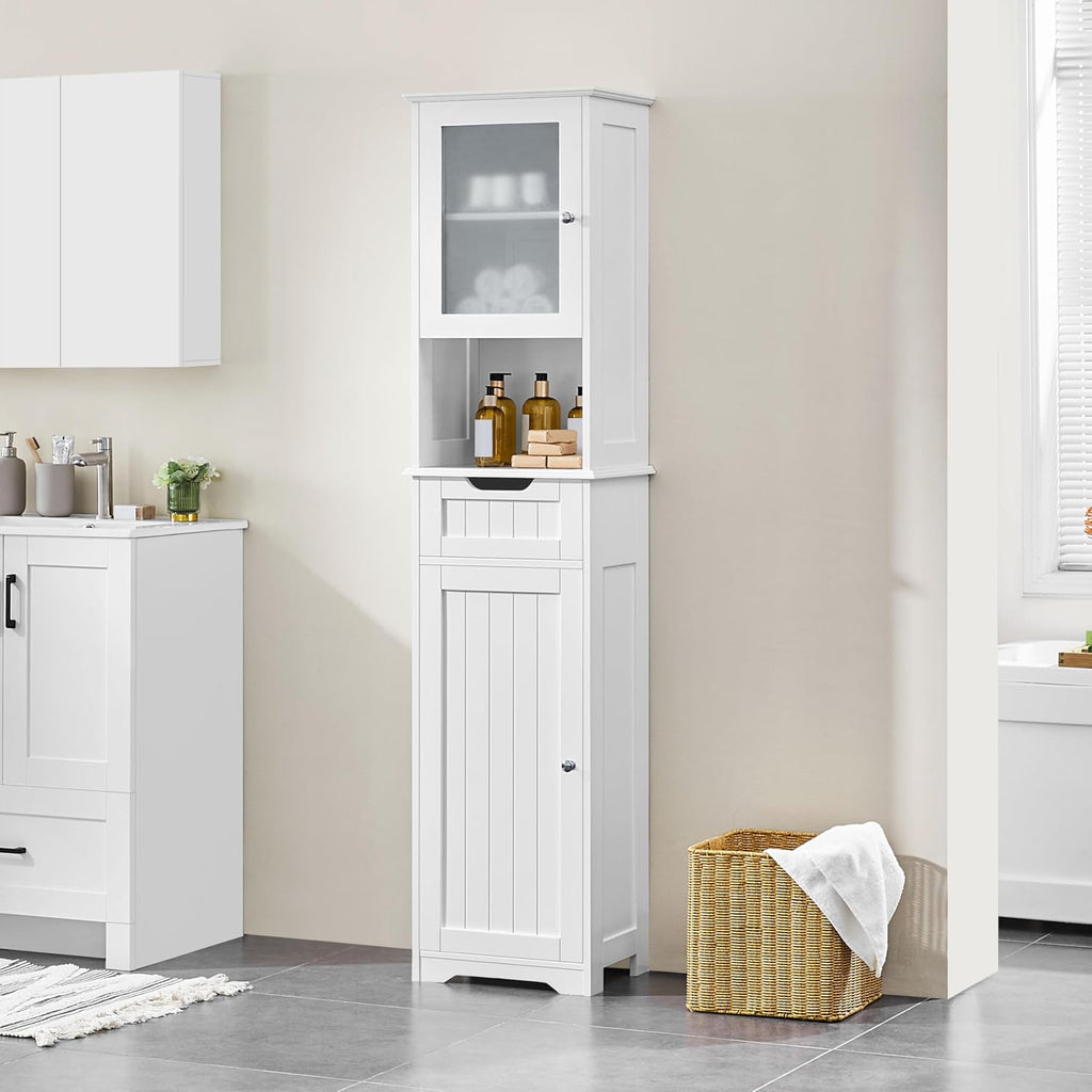 67in White Narrow Storage Cabinet