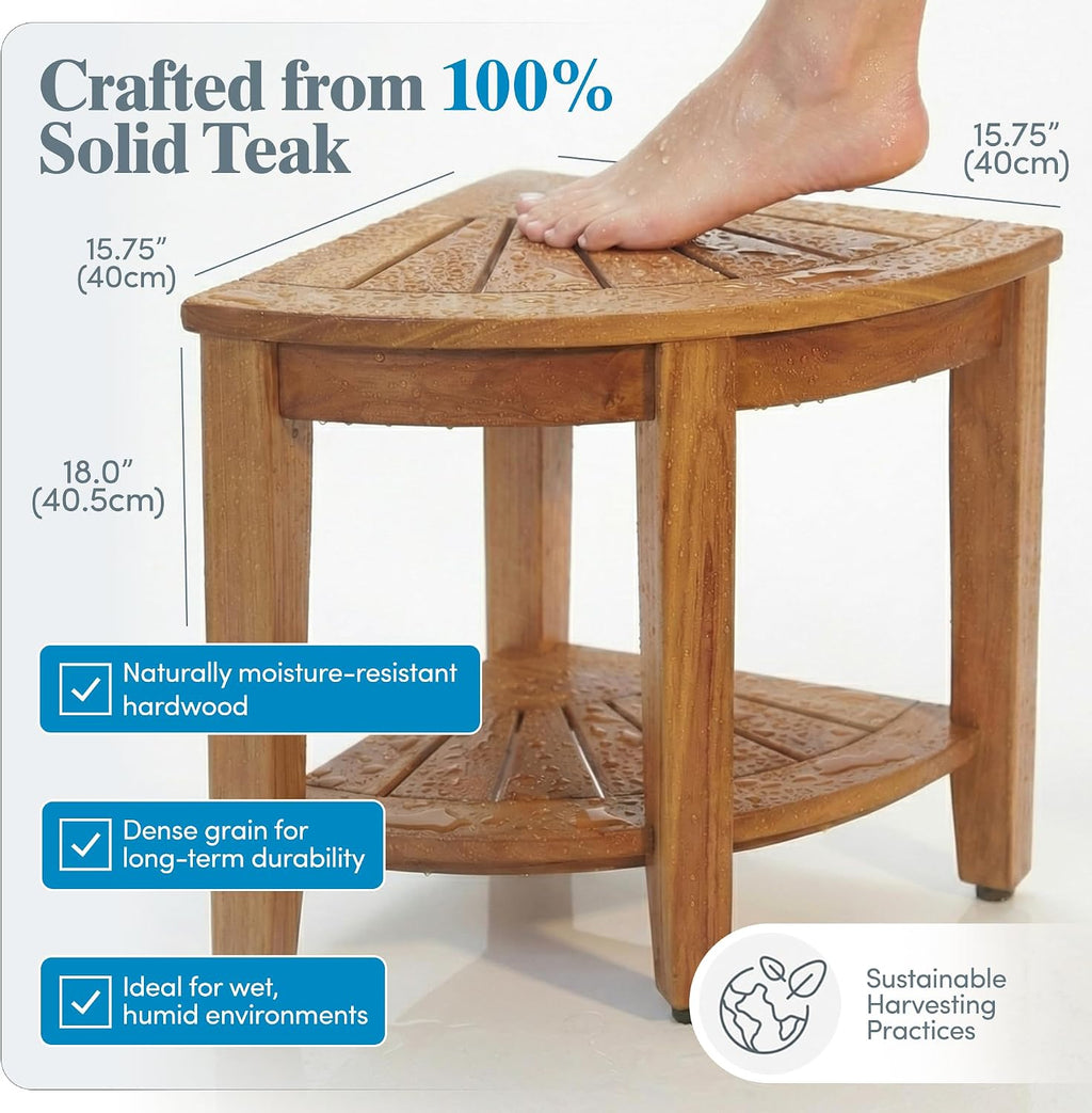 Corner Teak Shower Bench