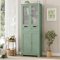 Green Glass Tall Linen Storage Cabinet