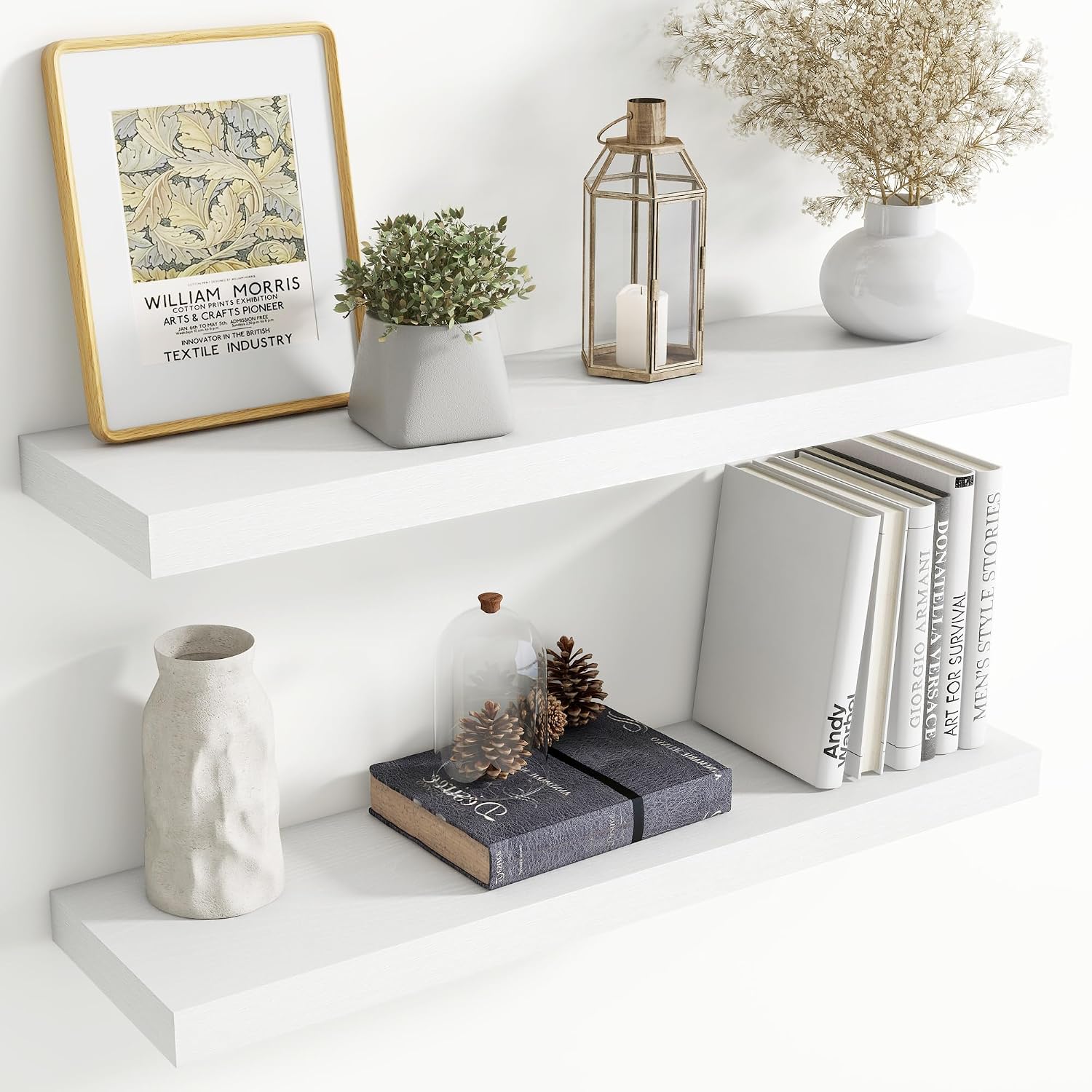 Set Of 2 White 36 Inch Floating Shelves