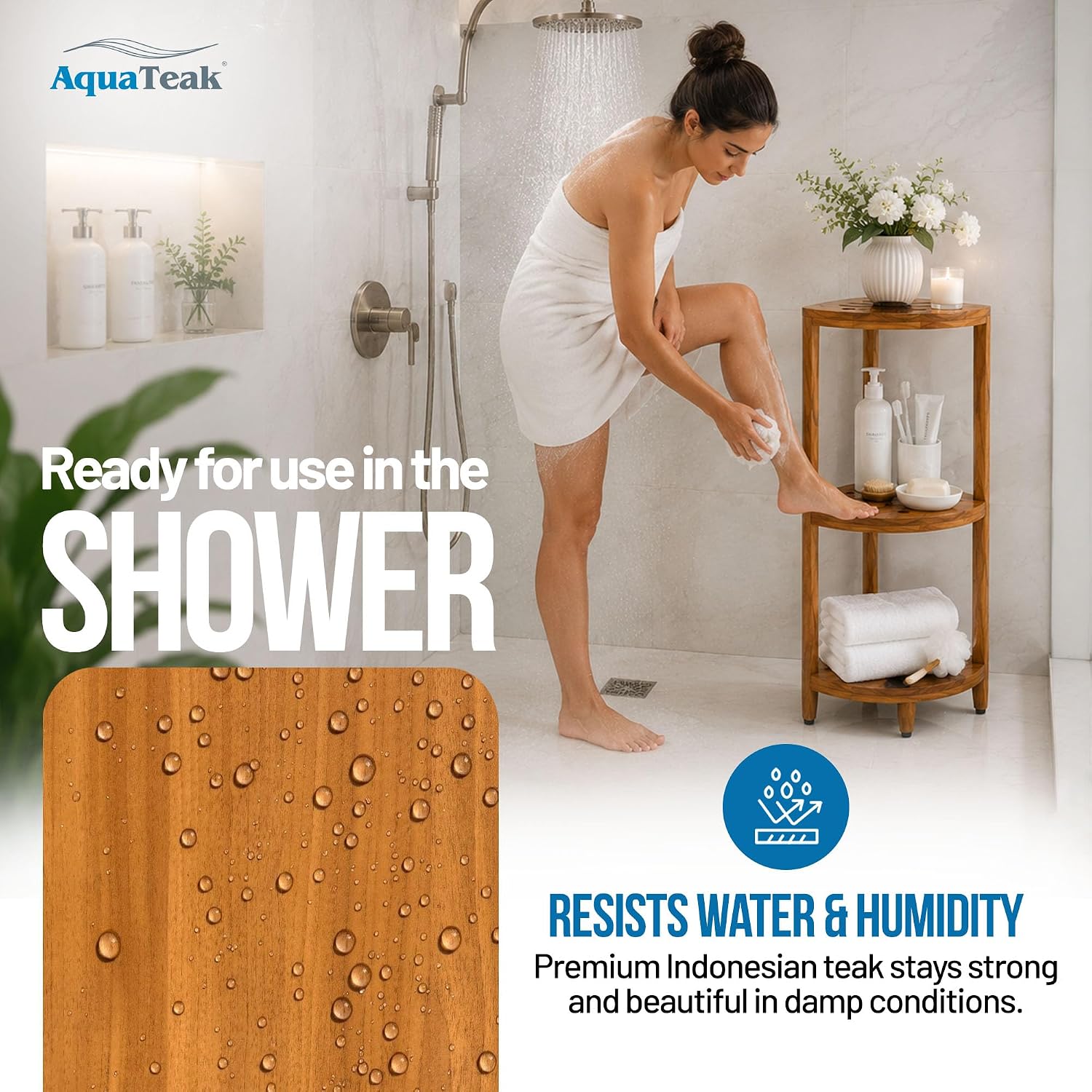 3-Tier Kai Teak Corner Shower Stand