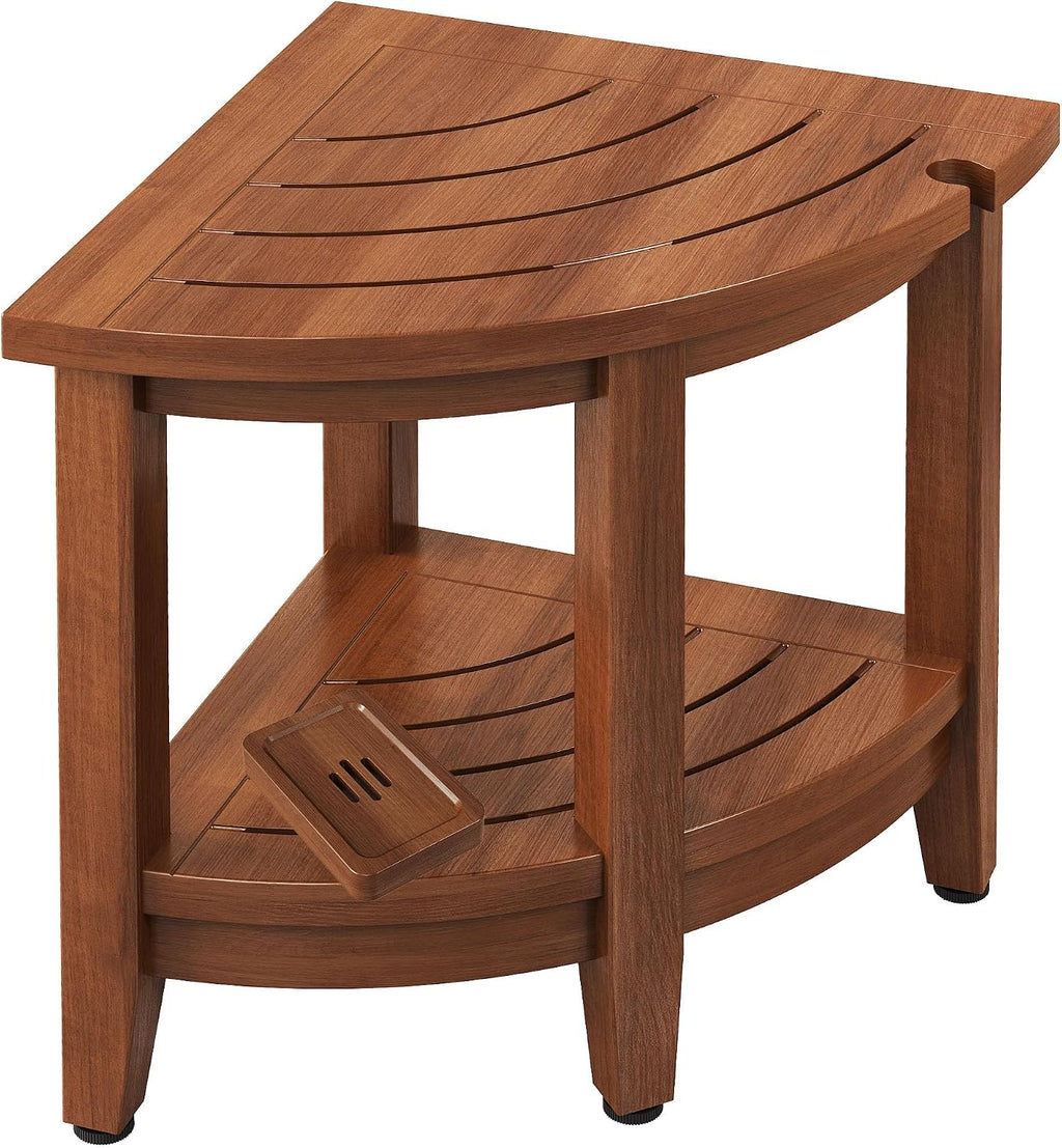 2-Tier Teak Corner Shower Stool