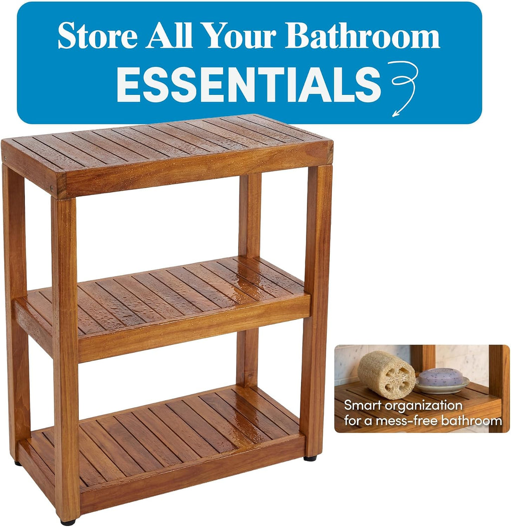 3-Tier Rectangle Teak Shower Stand