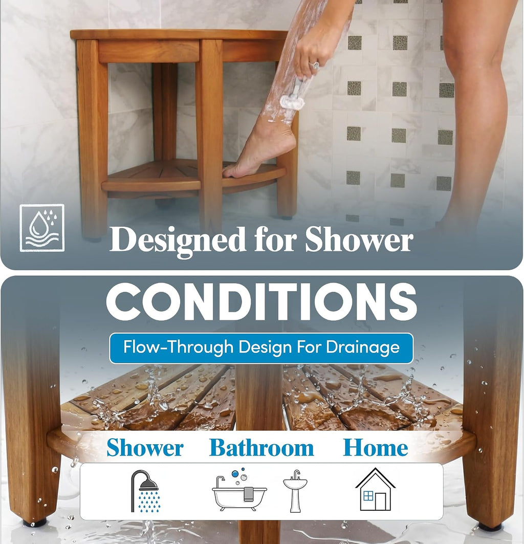 Corner Teak Shower Bench
