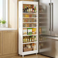 73in White Rolling Slim Pantry Cart