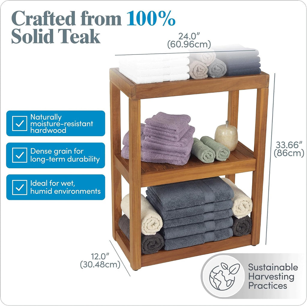 3-Tier Rectangle Teak Shower Stand