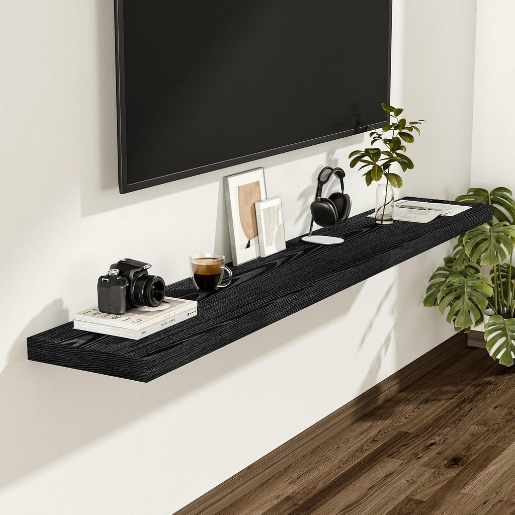 2-Pack Black 55in Floating Shelves
