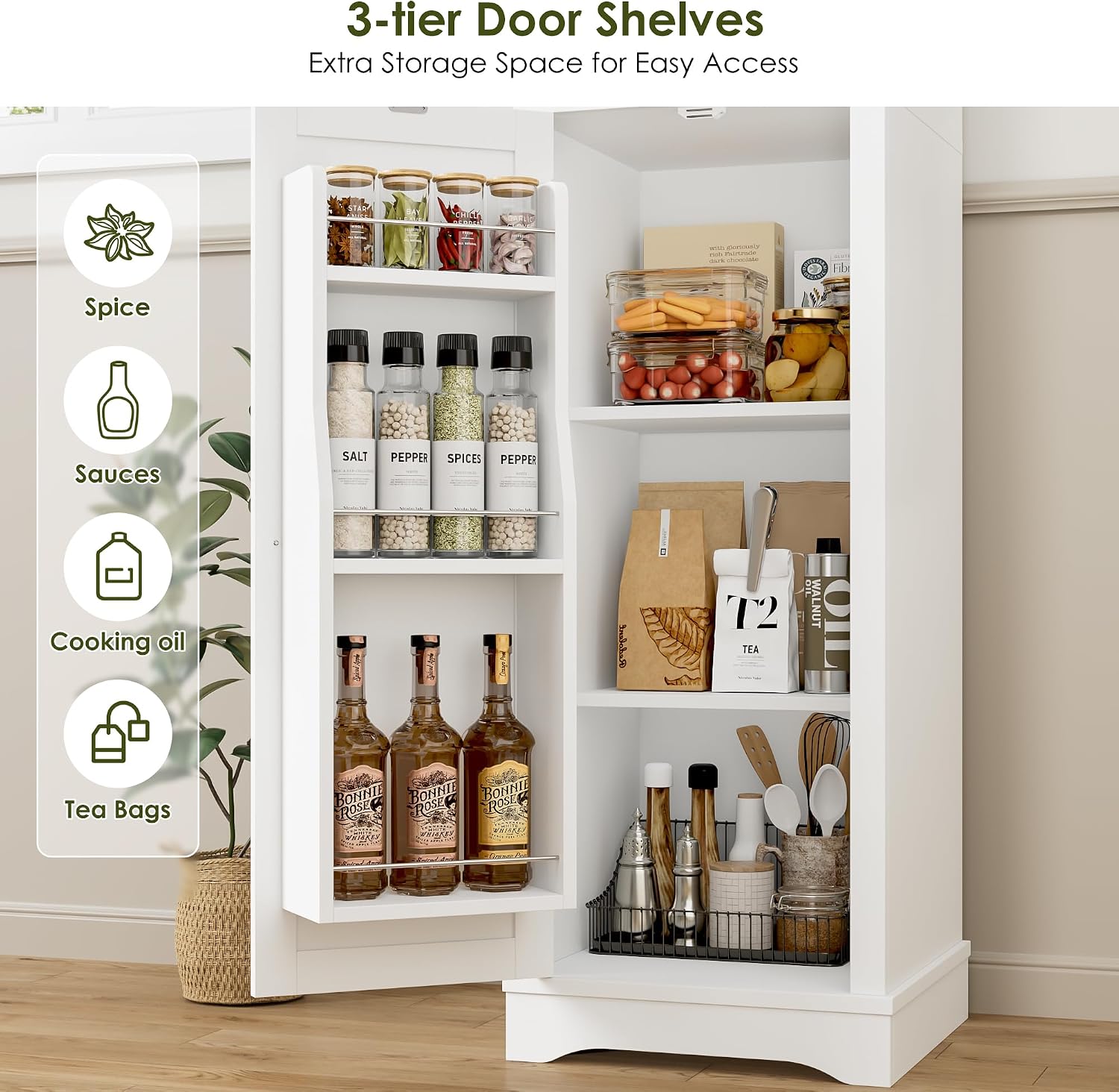 71in White Slim Pantry Cabinet