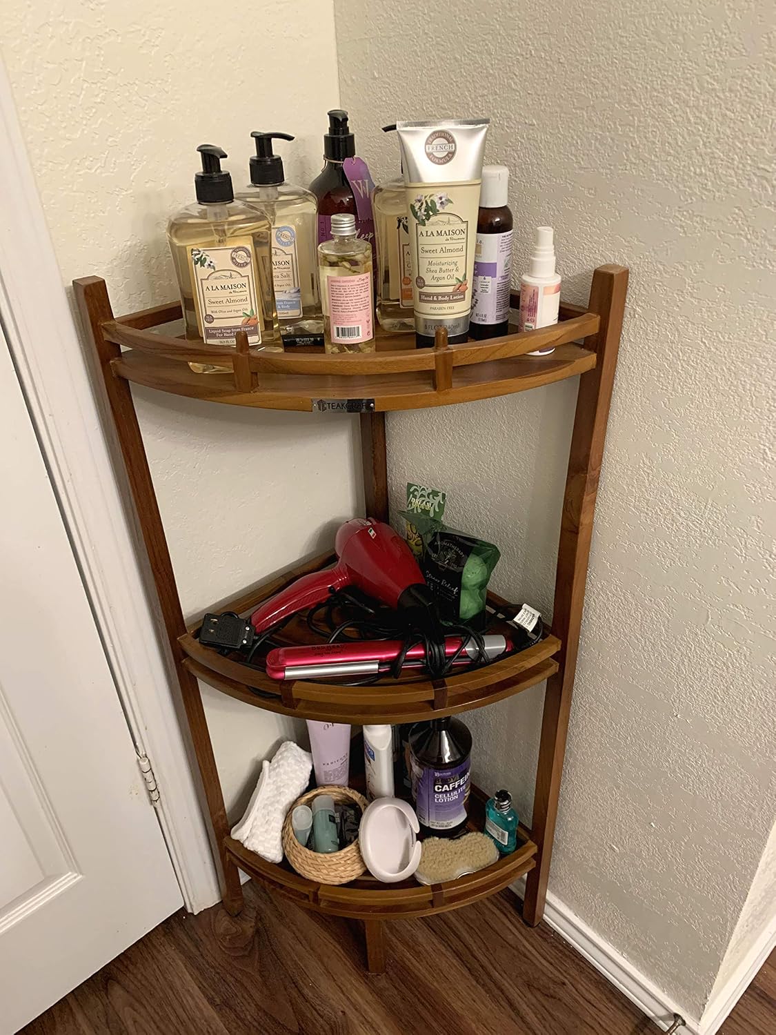 3-Tier Teak Corner Shower Shelf