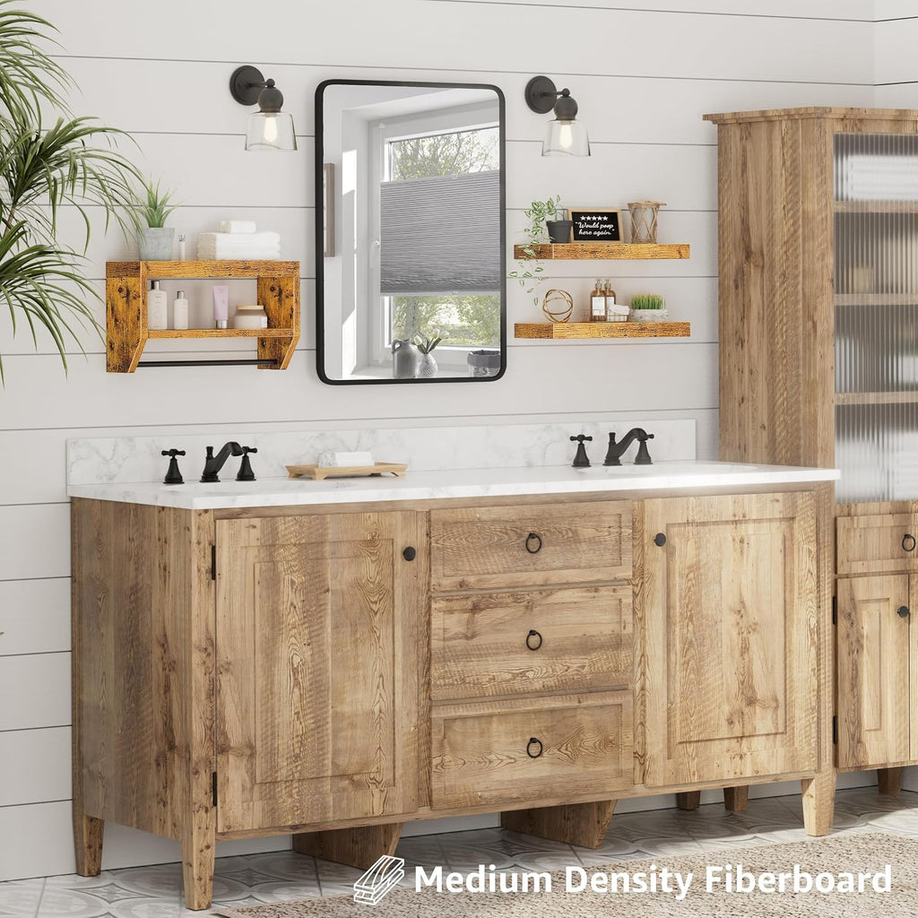 3-Pack 16in Rustic Floating Shelves