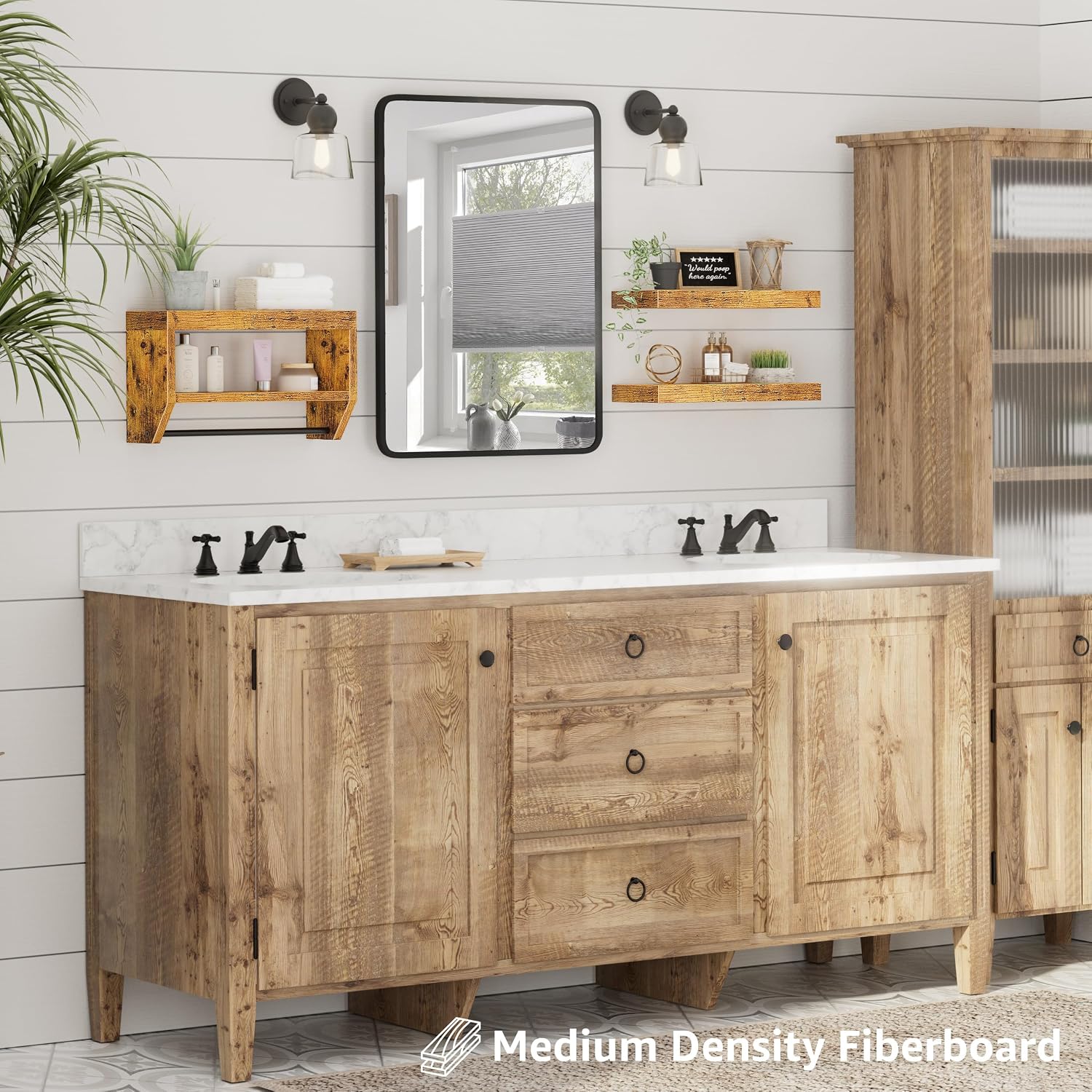 3-Pack 16in Rustic Floating Shelves