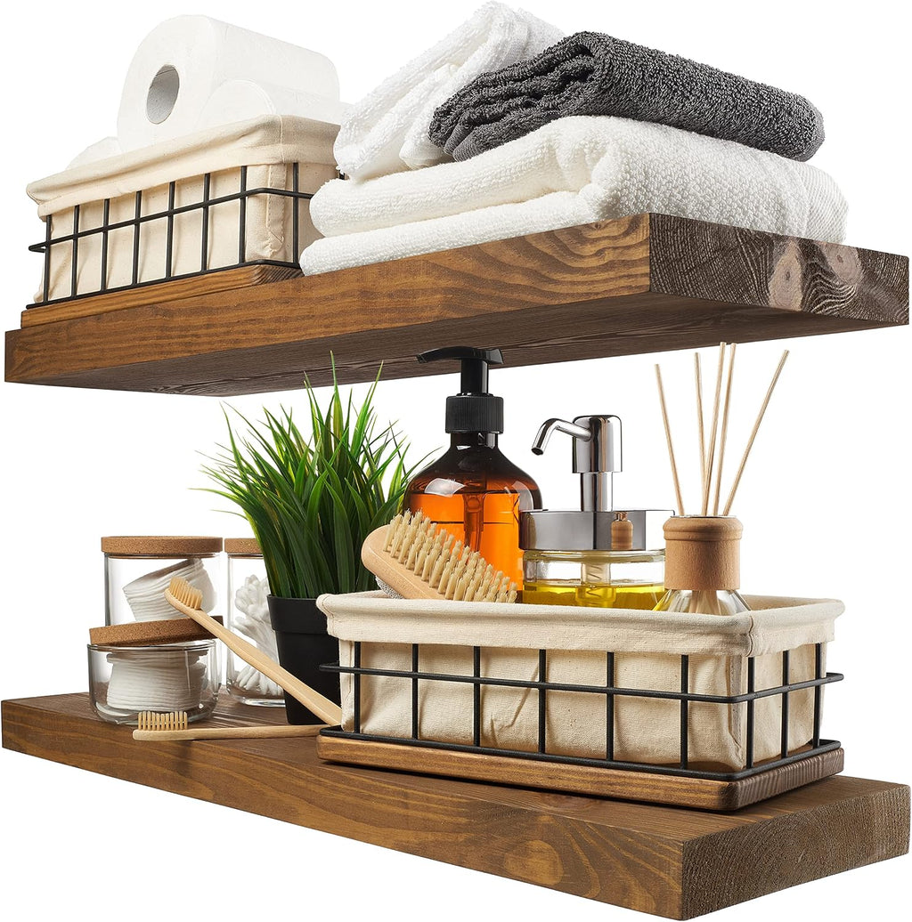2-Pack Walnut Floating Shelves