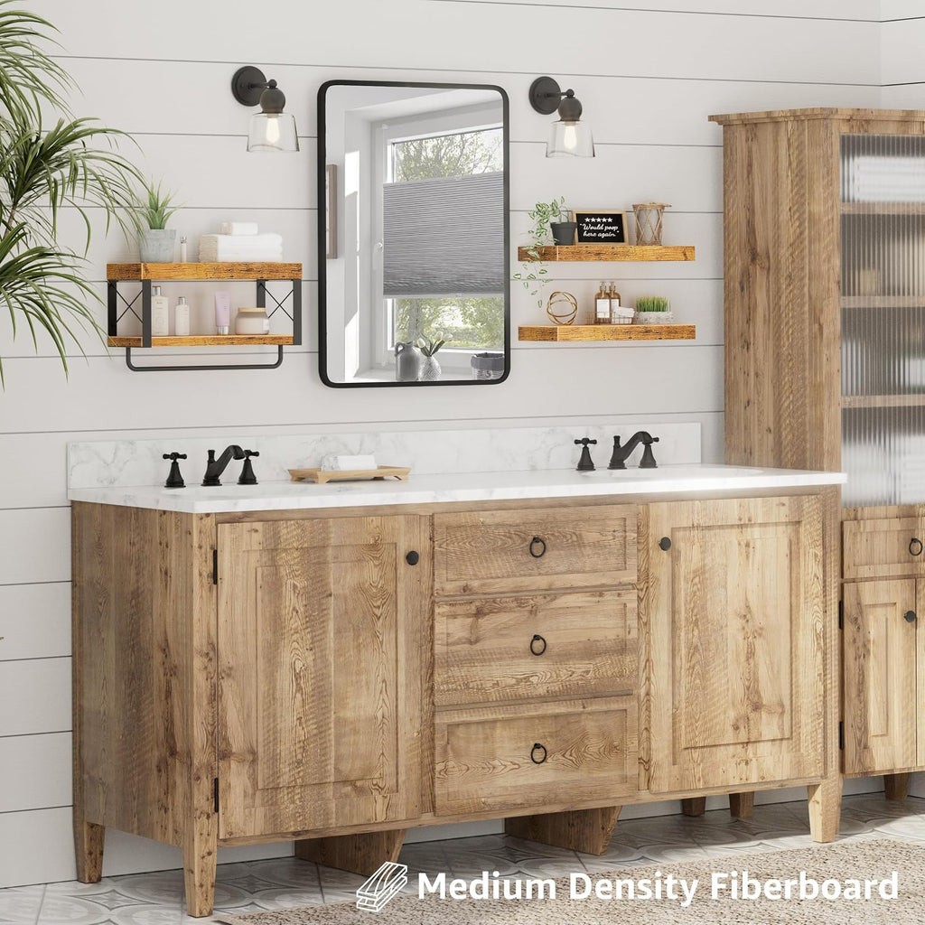 3-Pack 16in Rustic Floating Shelves