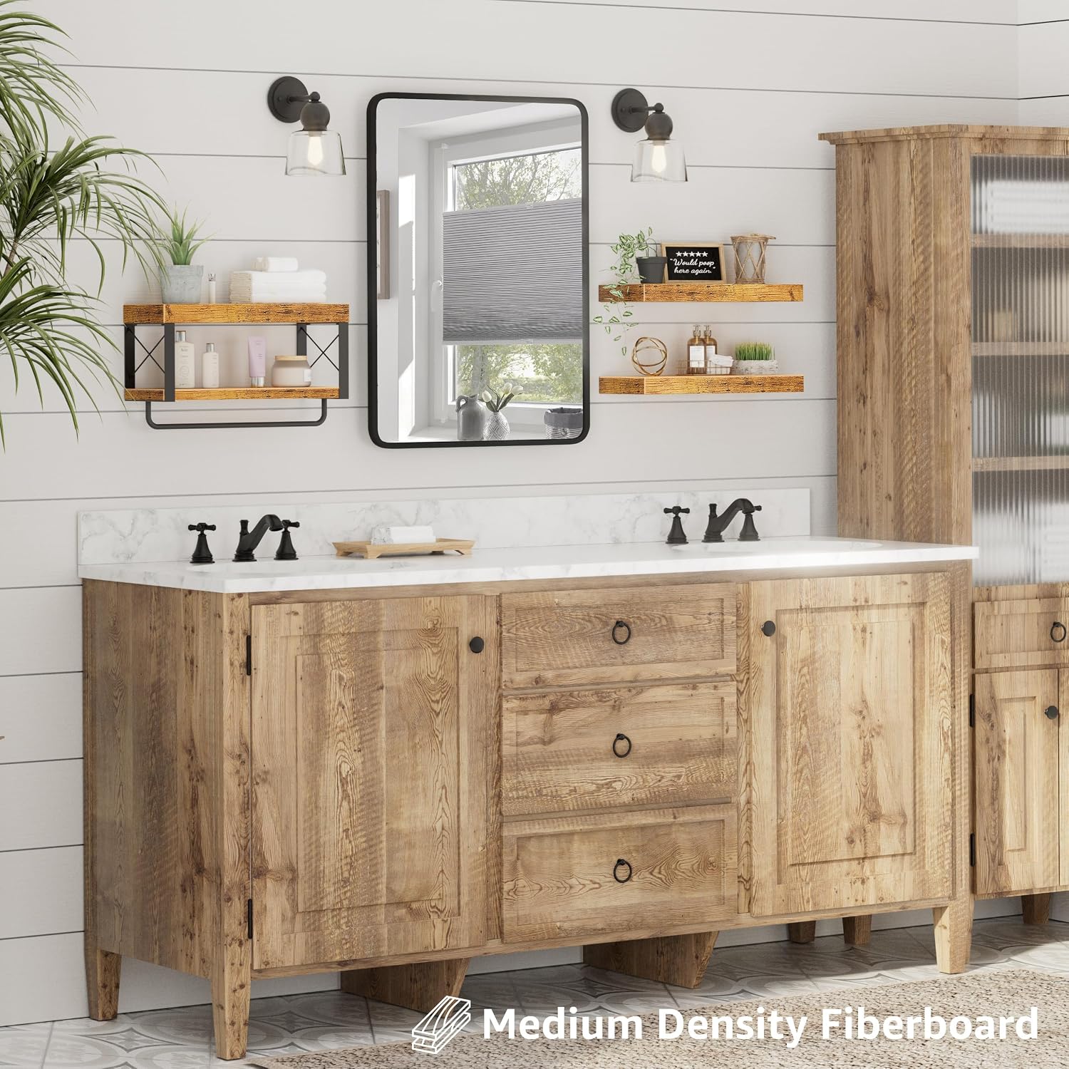 3-Pack 16in Rustic Floating Shelves