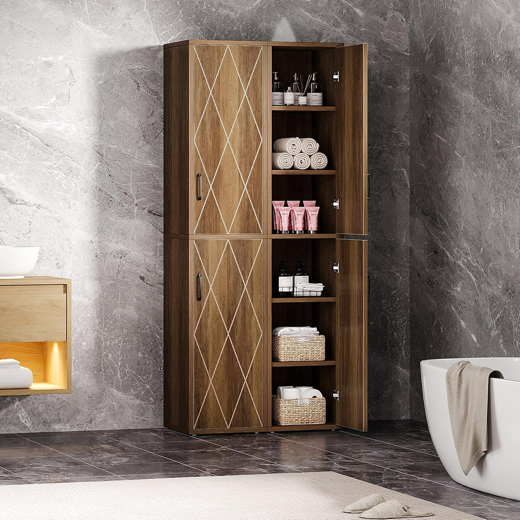 75in Brown Narrow Pantry Cabinet